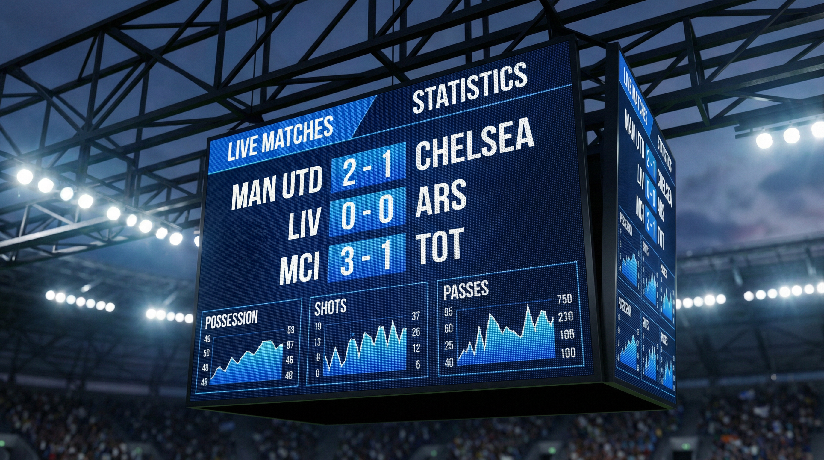 体育比分显示屏，实时更新多场比赛分数